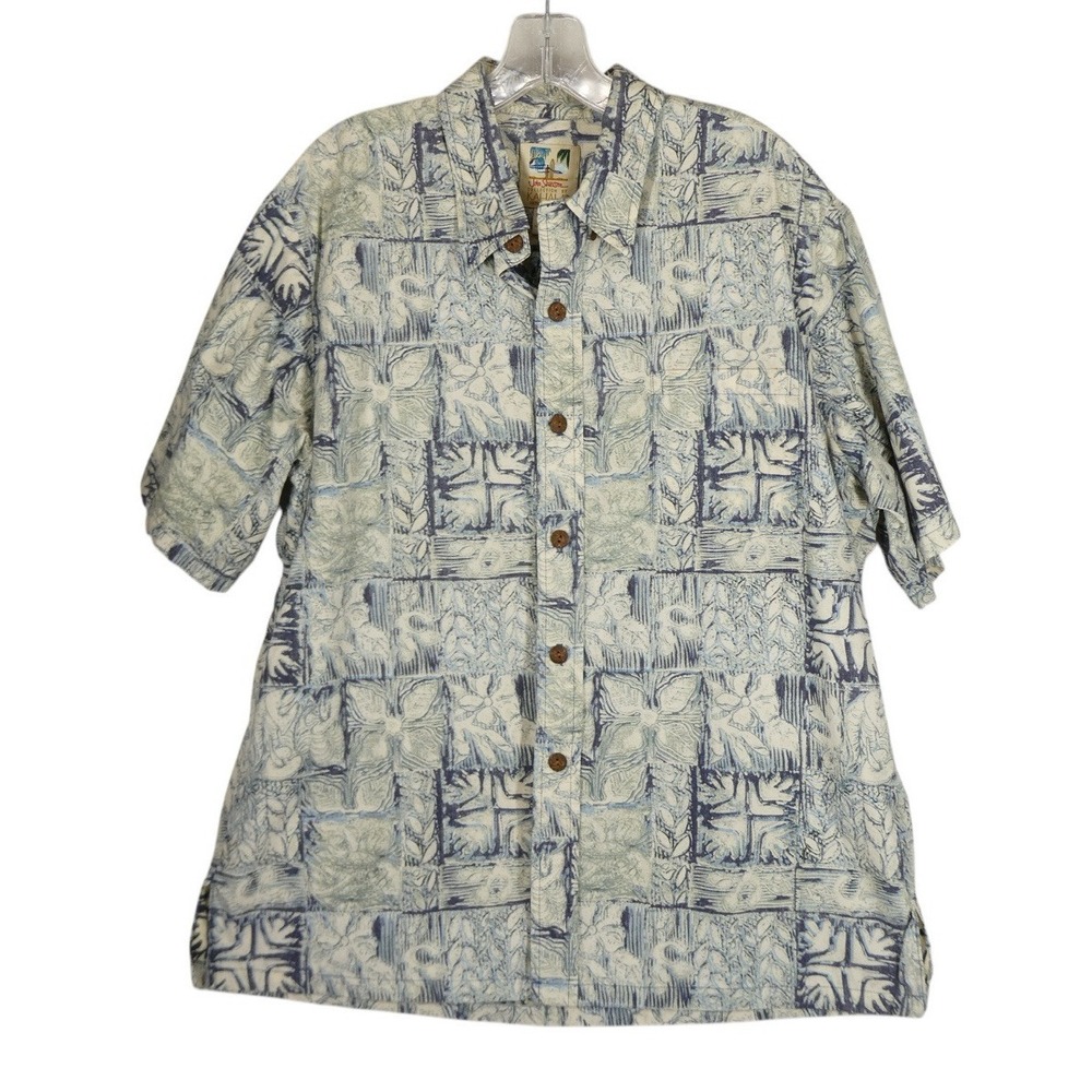 John‎ Severson Collection Kahala Hawaiian Shirt Palm Sz L Button Up 100% Cotton